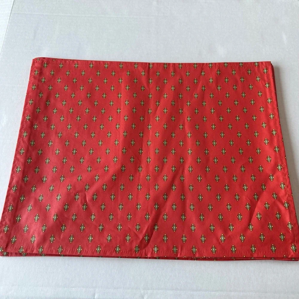 Le Cluny French Country Red Floral Stripe Treated Placemats Set of 4 Reversible